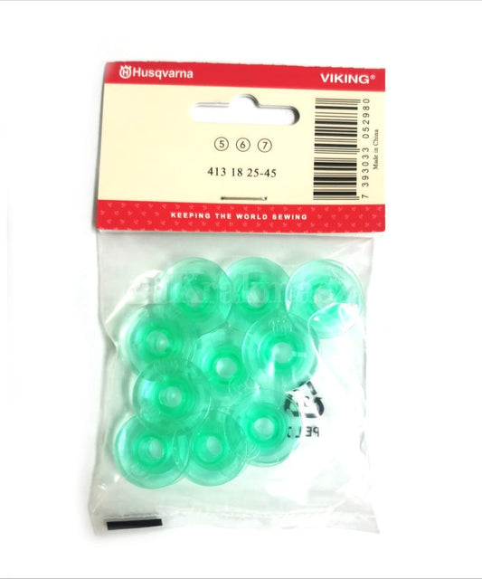 Husqvarna Viking -  Green Bobbins 10 pkg